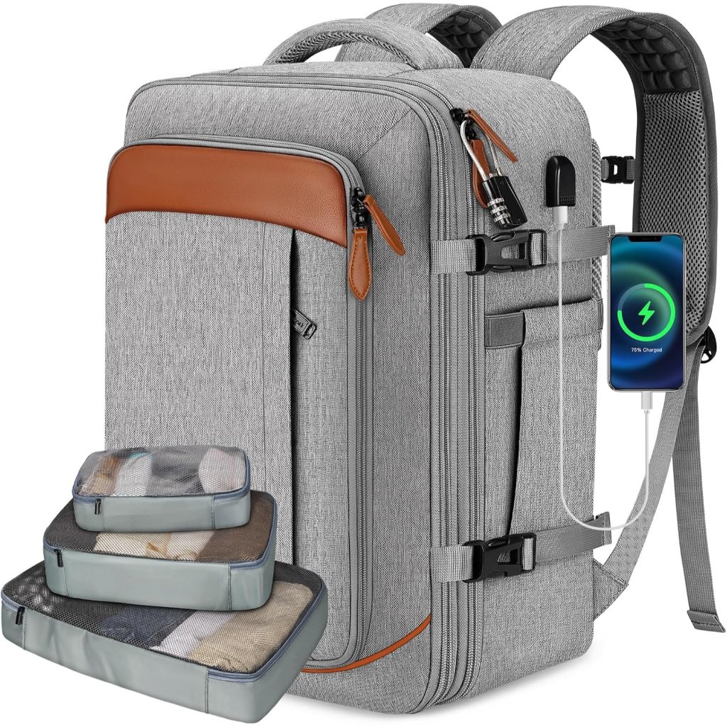 Carry On Backpack, Flight Approved 18x14x8 Travel Backpack With 3 Packing Cubes,